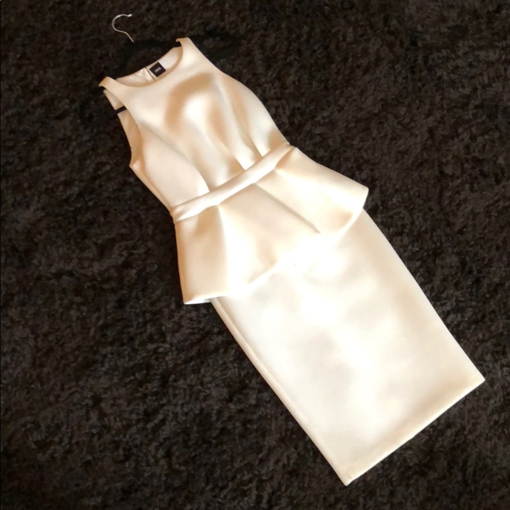 ASOS white peplum scuba pencil dress